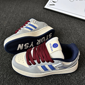 百搭情侣休闲板鞋 鞋 2025秋季 新款 子男款 复古小众米蓝色厚底面包鞋