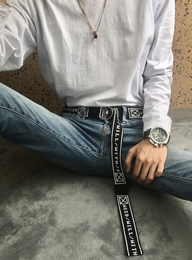 百搭布带男年轻人裤腰带简约潮流时尚帆布带女学生韩版个性韩国宽