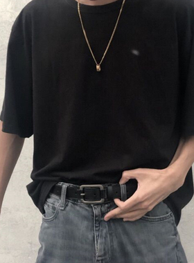 ins港风酷皮带男潮流年轻人学生韩版百搭简约裤腰带女韩国个性黑