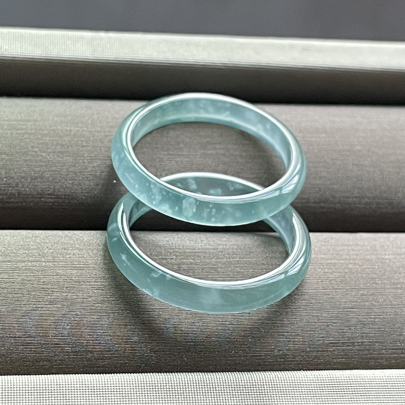 冰种蓝水翡翠男女款天然A货戒指