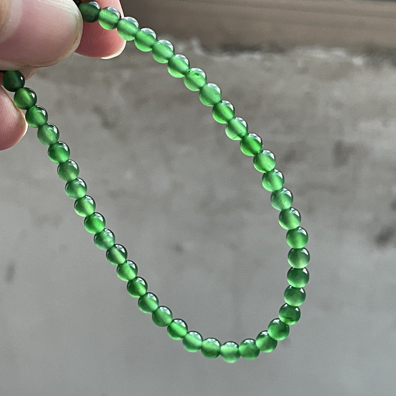 纯天然A货冰种翡翠绿色串珠手链