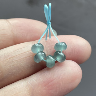 天然翡翠A货冰蓝冰种玉石正品 算盘珠手串耳环散珠鼓珠DIY配件配饰