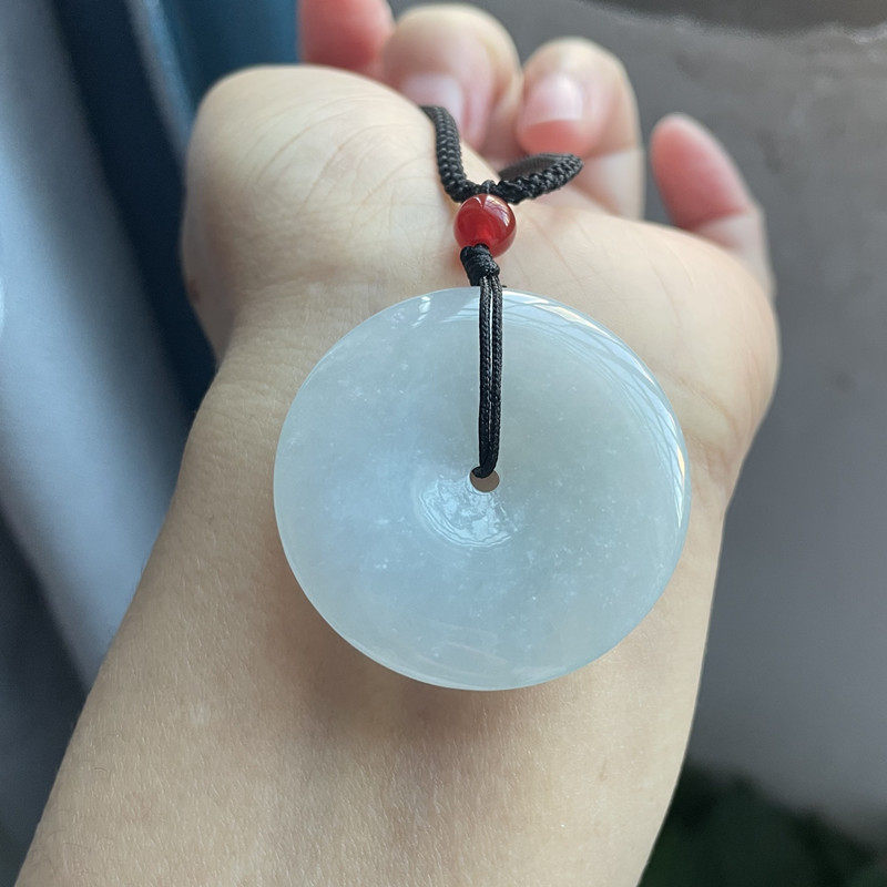 缅甸天然A货翡翠平安扣男女挂坠怀古玉坠圆满幸福正品冰种大扣子