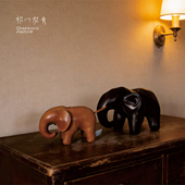 祁门家秀手工文创玩偶pu皮质家居大象摆件国潮动物公仔