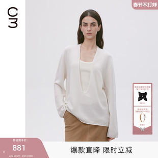 MISSCOCOON可可尼C3系列套头毛衣女2025年秋款休闲纯羊绒毛针织衫