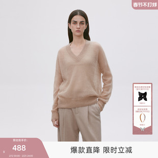 MISSCOCOON可可尼C3系列驼色套头针织衫秋装穿搭马海毛羊毛纱毛衣