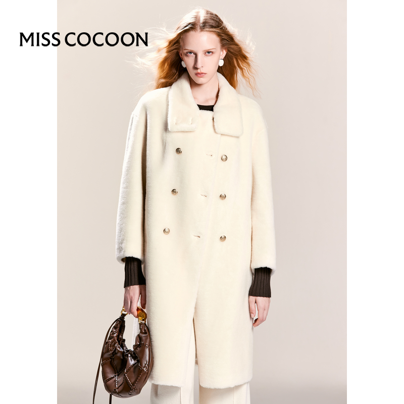 可可尼cocoon羊毛皮草外套冬季长款气质毛毛大衣2024女士新款冬装