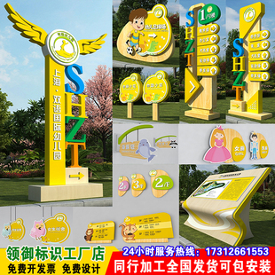 学校导视牌幼儿园指示牌卡通导向定制户外导示导览儿童乐园指路牌