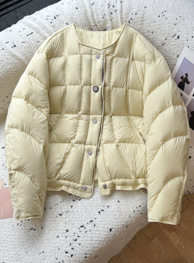 above deck羽绒服女短款新圆领轻薄宽松百搭90白鸭绒高端保暖外套