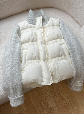 above deck 2025冬季新款针织拼接羽绒服女短款时尚休闲立领外套