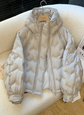above deck2025新款卫衣帽羽绒服女短款韩版宽松压胶直充轻薄外套