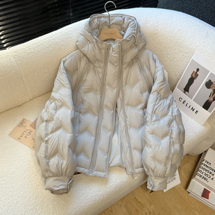 above deck2025新款卫衣帽羽绒服女短款韩版宽松压胶直充轻薄外套