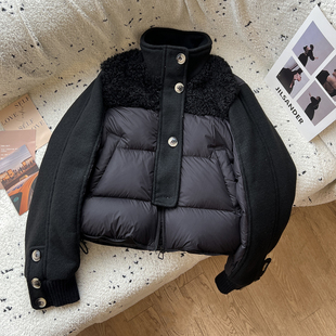 above deck小个子羽绒服女短款2025新轻薄针织拼接时尚洋气设计感