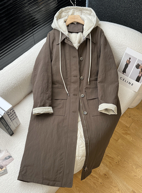 above deck日系风衣羽绒服女长款过膝脱卸帽百搭显瘦高端品质外套