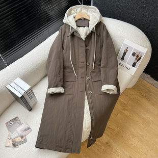 above deck日系风衣羽绒服女长款过膝脱卸帽百搭显瘦高端品质外套