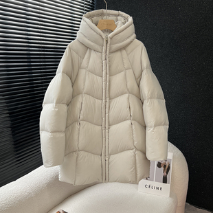 above deck羽绒服女中长款韩版宽松连帽加厚95白鸭绒保暖百搭外套