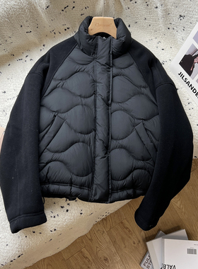 above deck羽绒服女短款压胶直充针织拼接立领2025冬新款休闲外套