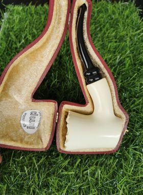 土耳其IMP海泡石烟斗，光面斗口雕刻烟斗 040209