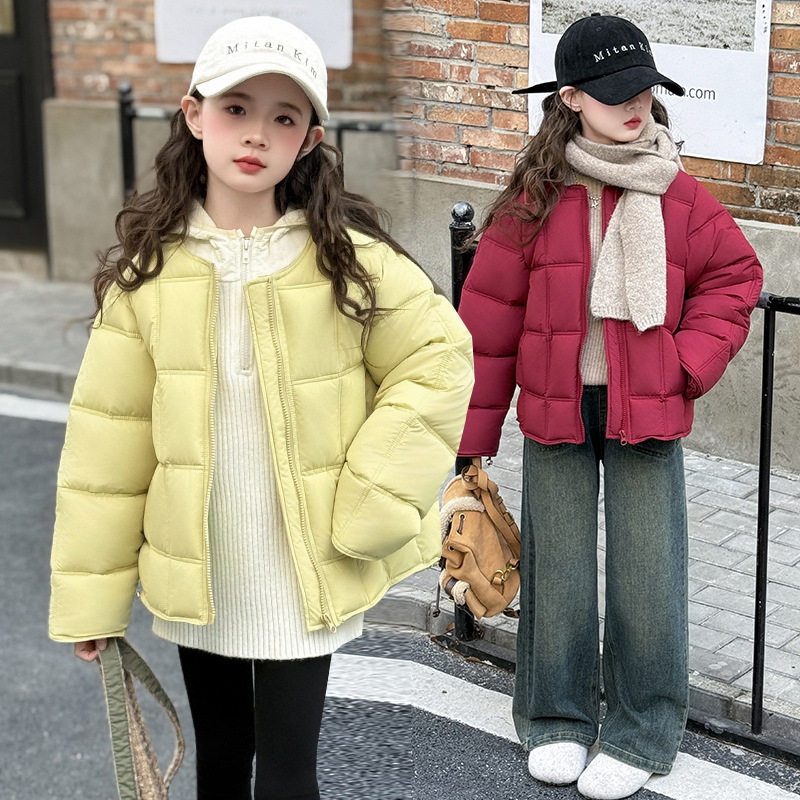 官网正品童装童装棉衣冬装新款女童加厚短款棉袄2025韩版儿童吧啦