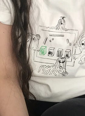 Circ TableBusiness 发财狗打麻将短袖T恤纯棉白色男女同款