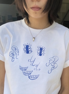 Circ Store Hear Me Tee原创设计圆领纯棉短袖T恤白色男女同款