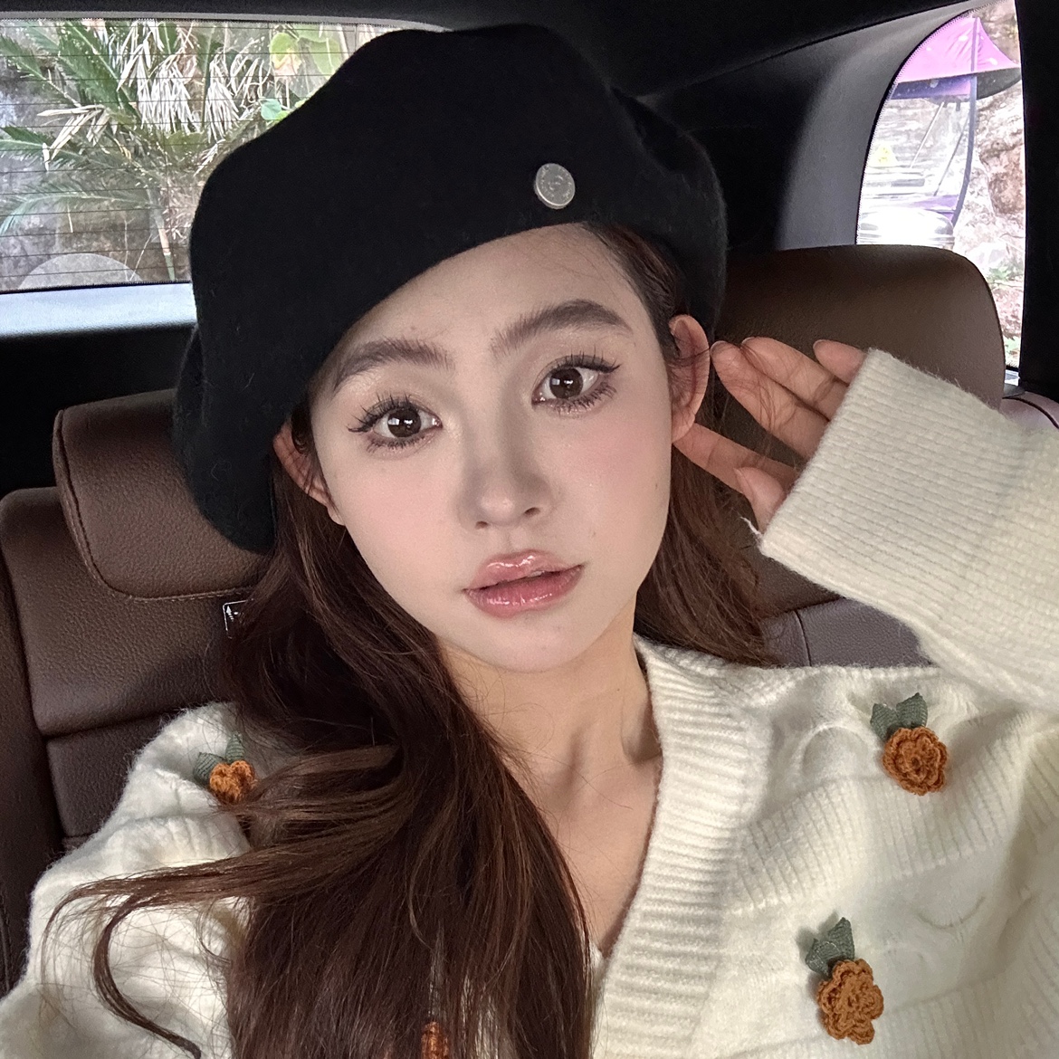 韩国INS显脸小黑色羊毛呢贝雷帽女大头围秋冬百搭复古画家帽子潮