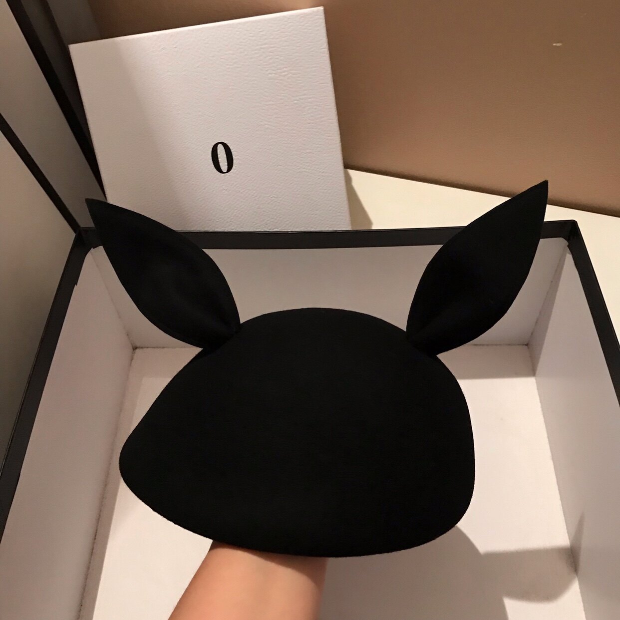 日系硬顶贝雷帽女长耳朵可爱画家帽羊毛毡帽礼帽百搭八角帽子冬