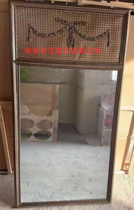 法式复古实木穿衣镜全身镜家用卧室镜子可移动落地镜摄影实景道具