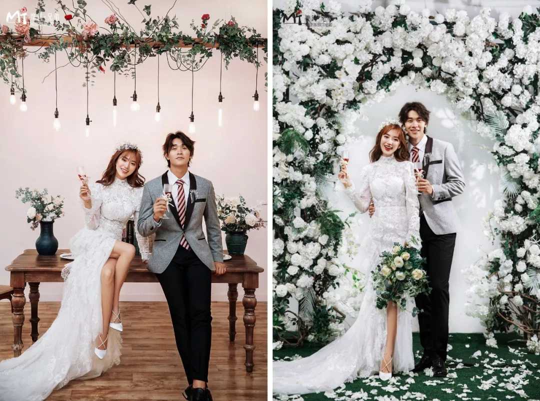 新款儿童实景摄影棚婚纱实景影楼装修简易韩式无闪棚店面设计制作