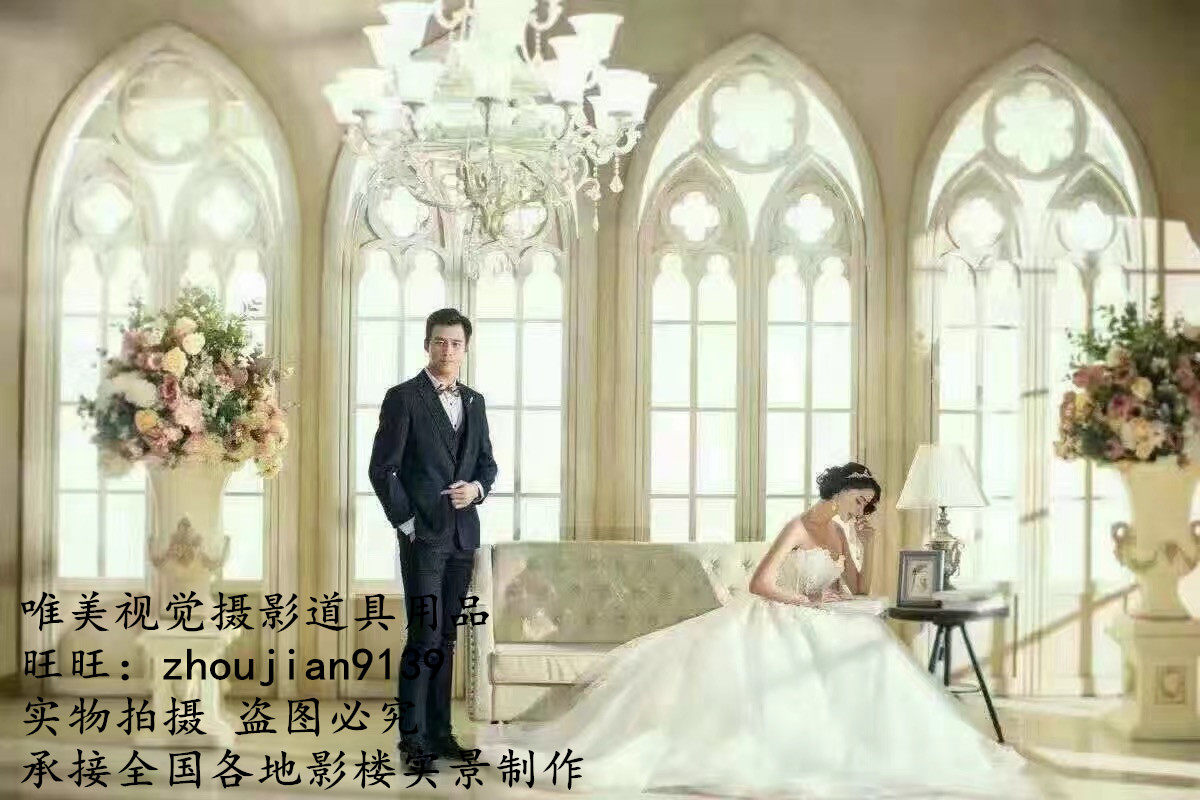 2018新款影楼 摄影 婚纱摄影棚装修设计制作韩式婚纱实景w-1867