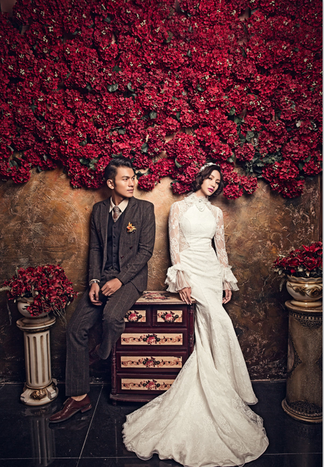 2018新款影楼 摄影 婚纱摄影棚装修设计制作韩式婚纱实景w-2366