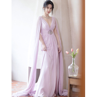 民族声乐艺考独唱主持人宴会晚礼服裙女高级感轻奢仙气古筝演出服