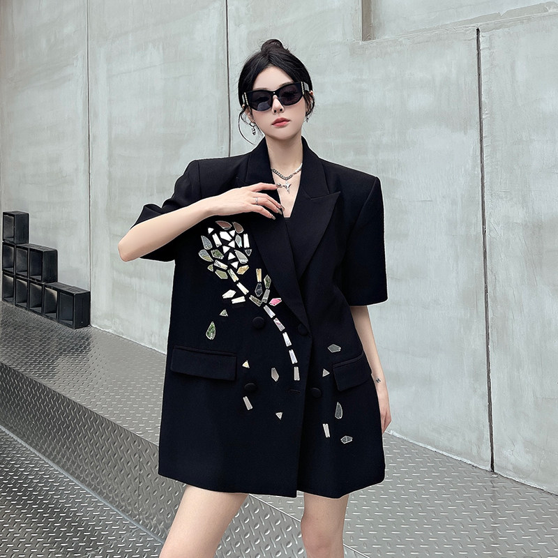 法式重工设计感金属装饰西装外套