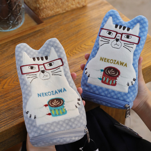日本Kusuguru刺绣猫咪化妆包笔袋