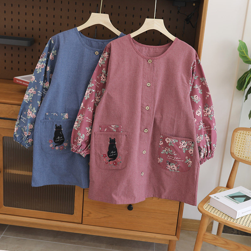 实用开身 方便穿脱 家居也美出口日本正品小猫围裙开衫防油污罩衣,家庭/个人清洁工具,围裙,淘宝优惠券,粉丝福利购,淘宝优惠卷