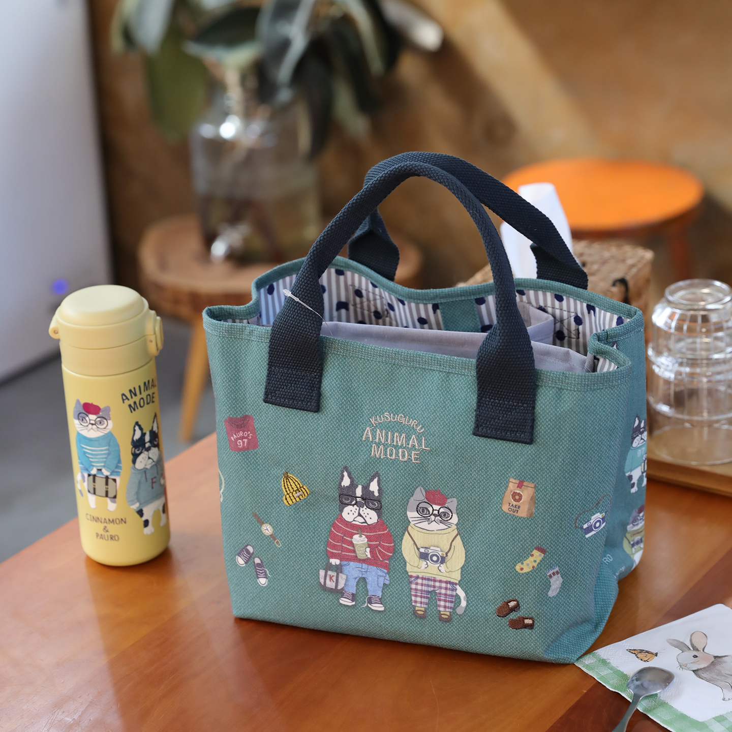 有隔层水杯位分三层 带包盖手提包出口日本正品手拎包布艺妈咪包