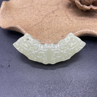 新品玉璜天然阿富汗玉青白色弯璜玉吊坠颈饰挂件祥云黄玉璜配饰玉