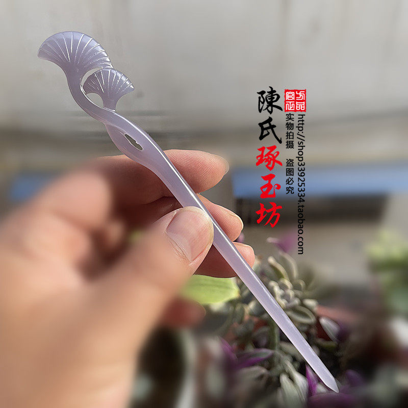 新款烟紫银杏叶发簪发钗琉璃