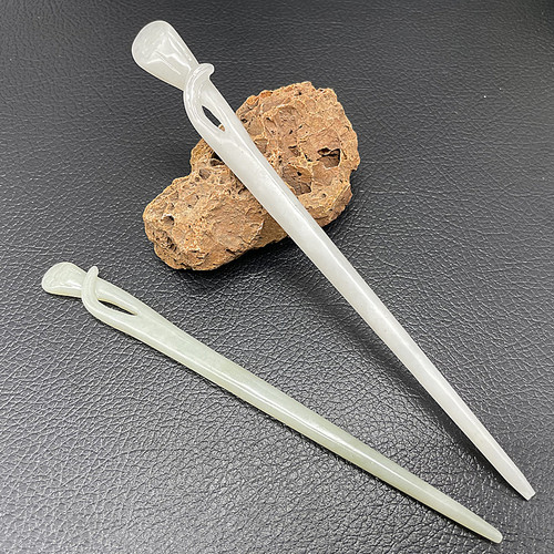 青白玉莲藕发饰头饰玉簪子