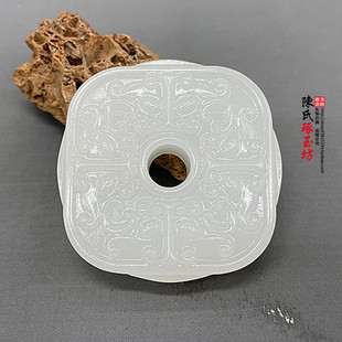 新款震慑四方花雕玉吊坠四方守护玉牌子把玩件玉吊坠挂件项坠腰佩