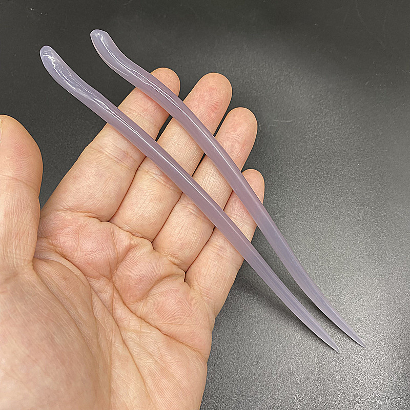 琉璃玉烟灰紫一字马发簪发钗簪子