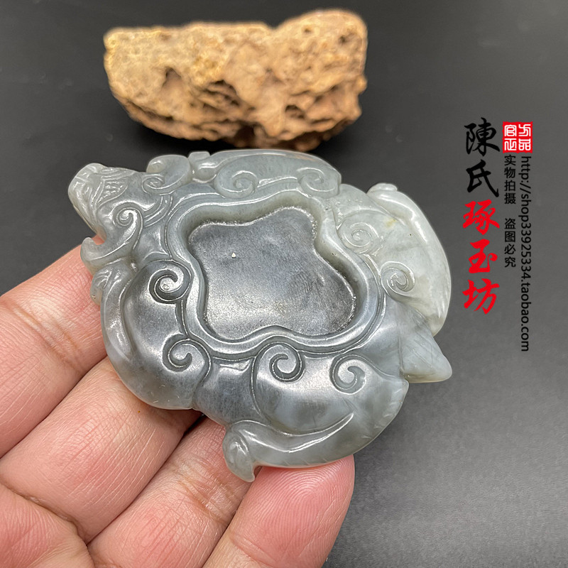 天然岫玉水墨牛牌笔洗玉摆件毛笔笔添古玩玉器小摆件牛玉佩玉石