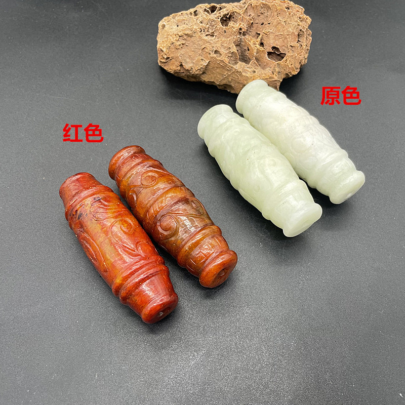 岫玉桶珠玉挂件项坠天珠吊坠玉佩项链天然玉坠古风配饰饰品玉珠子