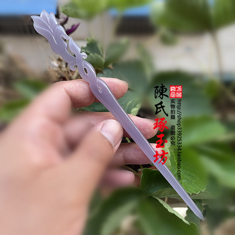 新品玉兰花紫色发饰幸运紫簪