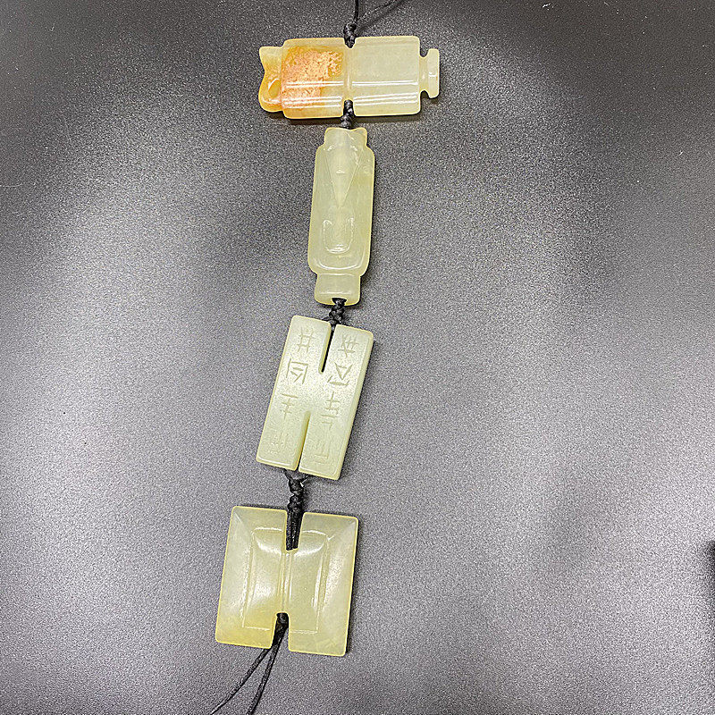 岫玉仿古翁仲吊坠挂件玉佩挂坠玉坠汉三宝司南佩工子腰佩腰挂配饰