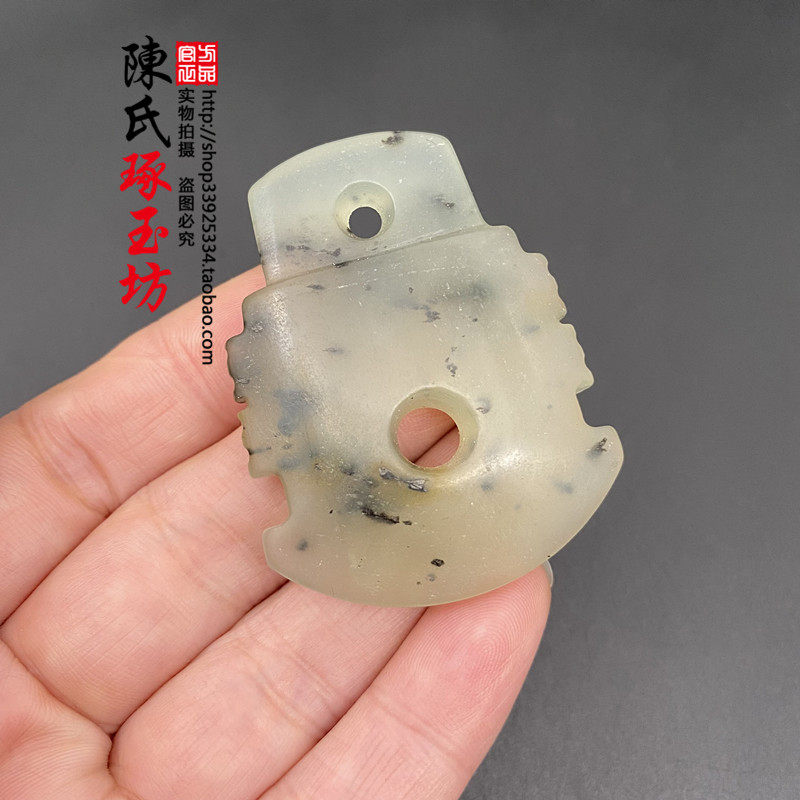 岫玉红山文化水墨飘花仿古玉器玉佩吊坠挂件古风腰佩手把件摆件