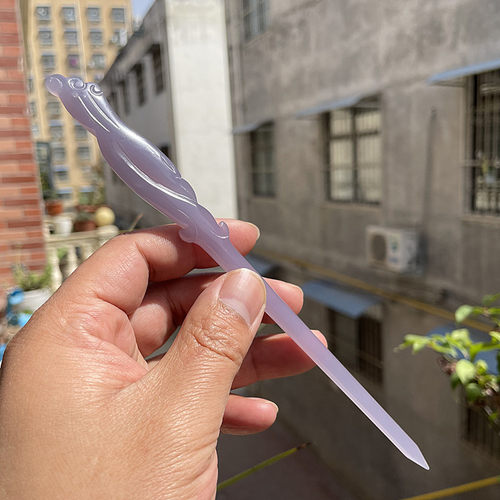 新品凤凰发簪烟紫色玉簪子