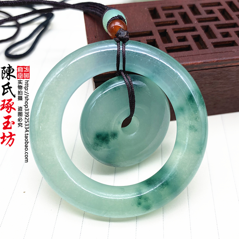 石英岩玉飘花翠色颈饰古风汉服