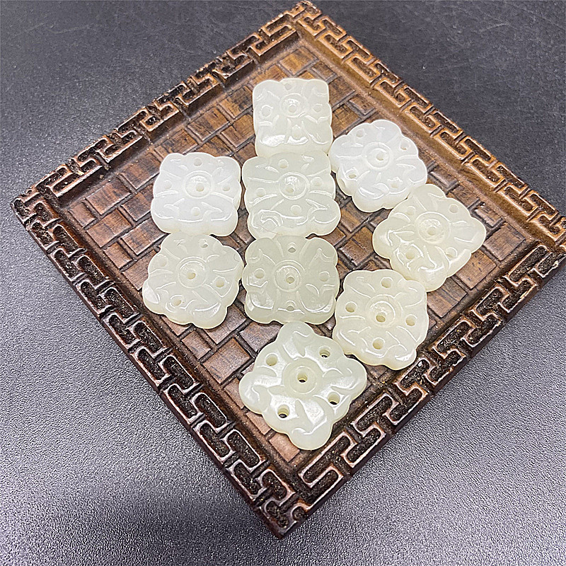 和田玉花朵配件玉坠吊坠挂件配饰