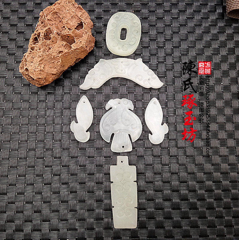 仿古老玉岫玉古玩收藏玉风铃杂项挂件腰挂双鱼配饰汉服吊坠古装玉